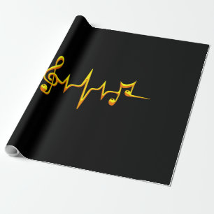 Music Pulse Notes Clef Frequency Wave Sound Wrapping Paper