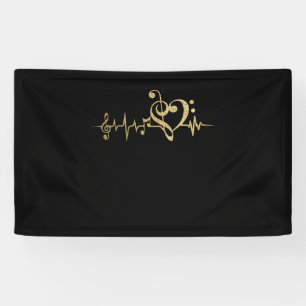Music Pulse Notes Clef Heartbeat Banner