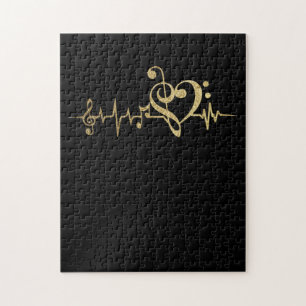 Music Pulse Notes Clef Heartbeat Jigsaw Puzzle