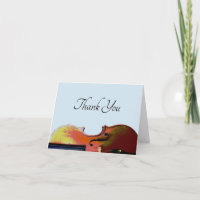 Music Recital Elegant Violin Blue Thank You Card