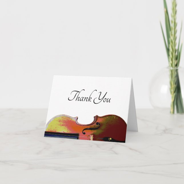 Music Recital Elegant Violin Thank You Card (Front)