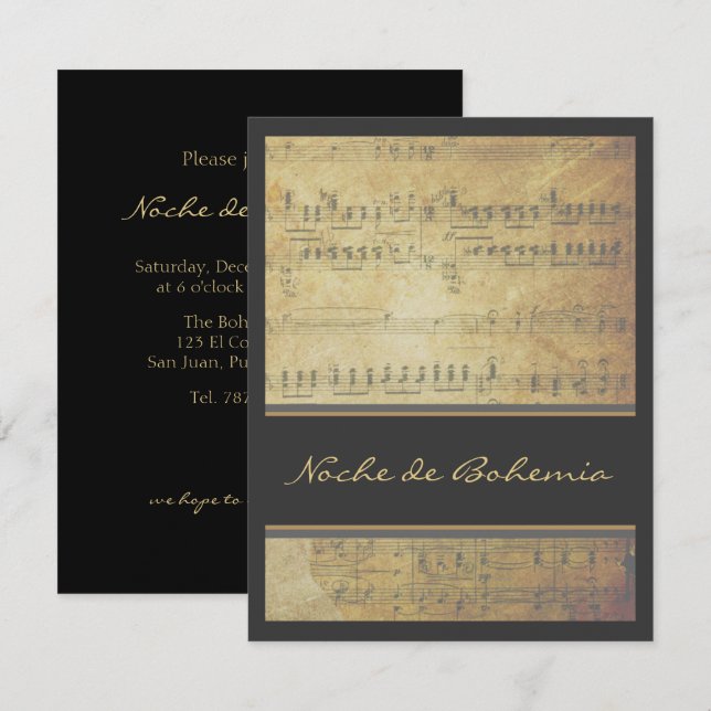 Music Recital or Concert Sheet Music Invitation (Front/Back)