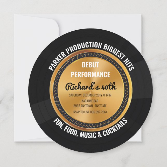 Music Record | Fun Music Party Invitation (Front)