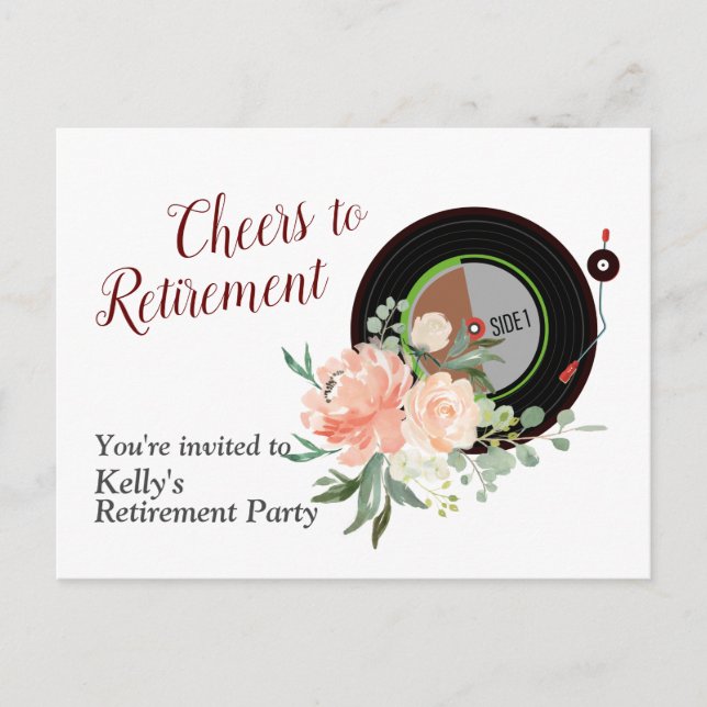 music retirement Party Invitation Postcard (Front)