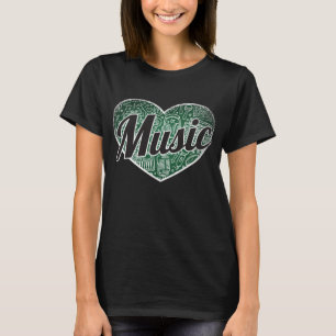 Music Retro Heart Blackboard Love T-Shirt