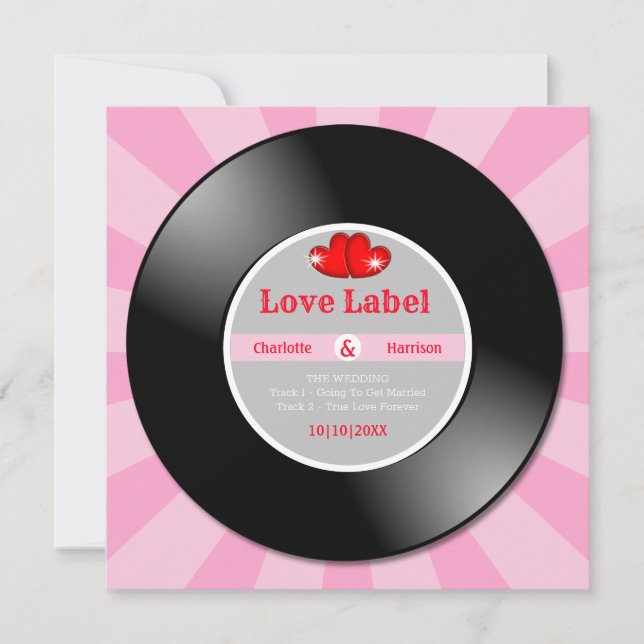 Music Retro Vinyl Record Wedding Invitation (Front)