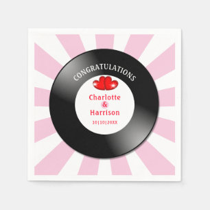 Music Retro Vinyl Record Wedding  Napkin