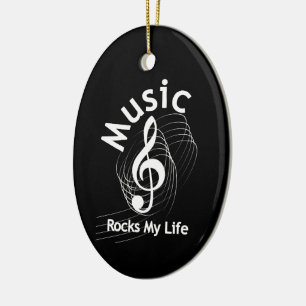 Music Rocks My Life Personalised Ceramic Ornament