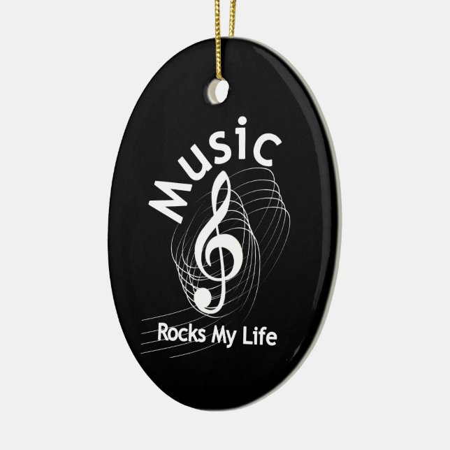 Music Rocks My Life Personalised Ceramic Ornament (Left)