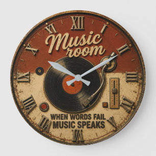 Music Room Vinyl Record Large Clock