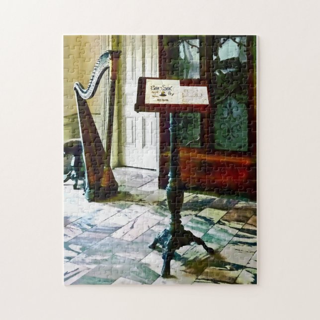 Music Room With Harp Jigsaw Puzzle (Vertical)