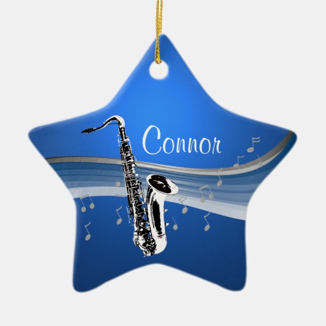 Music Saxophone Ceramic Ornament (Front)