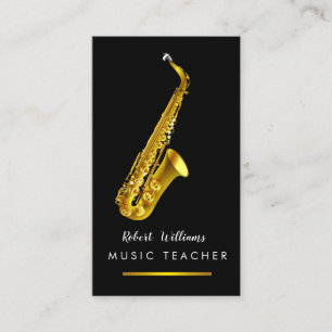 Music Saxophone Instrument Musician Gold Jazz Business Card
