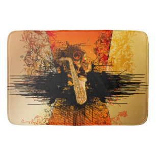 Music, saxophone with grunge bath mat