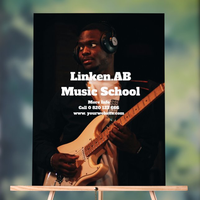 Music School Acrylic Sign Personalised Photo  (Neutral)