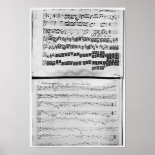 Music score for Telemann's Suite for two Poster