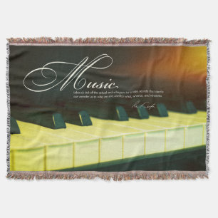 Music Secrets Emerson Quote Piano Throw Blanket