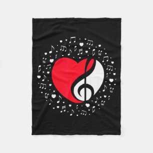 Music Shape Heart For Musician Valentines Gift  Fleece Blanket