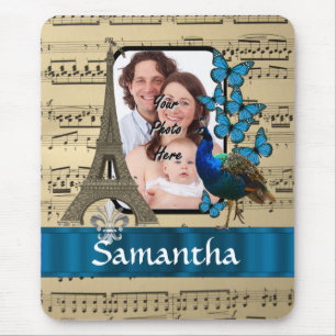 Music sheet and romantic pretty Paris Mouse Pad