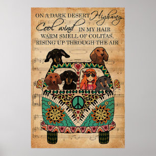 Music Sheet Cool Wind Dachshund dog gift Poster