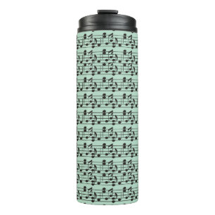 Music sheet green and black thermal tumbler