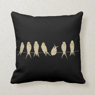 Music Sheet Musical Note Birds on Tree Branch Cushion