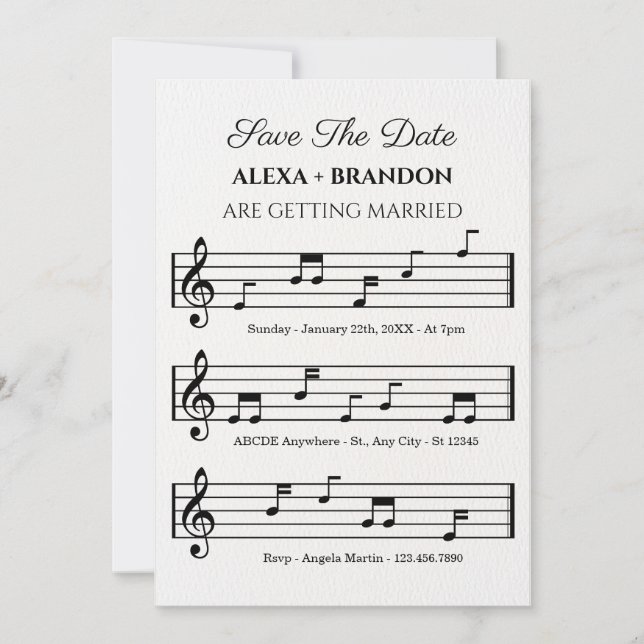 Music sheet notes Wedding (Front)