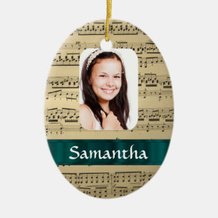 Music sheet photo template ceramic ornament