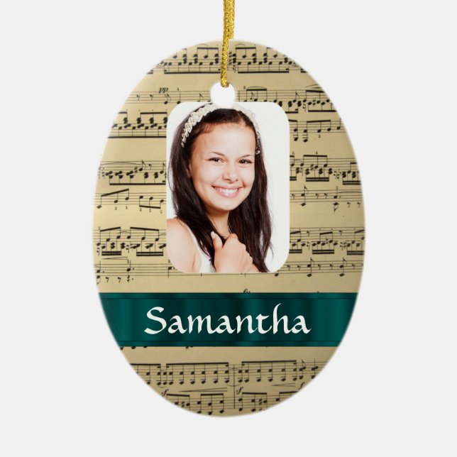 Music sheet photo template ceramic ornament (Front)