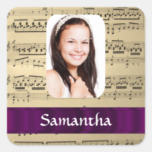 Music sheet photo template square sticker