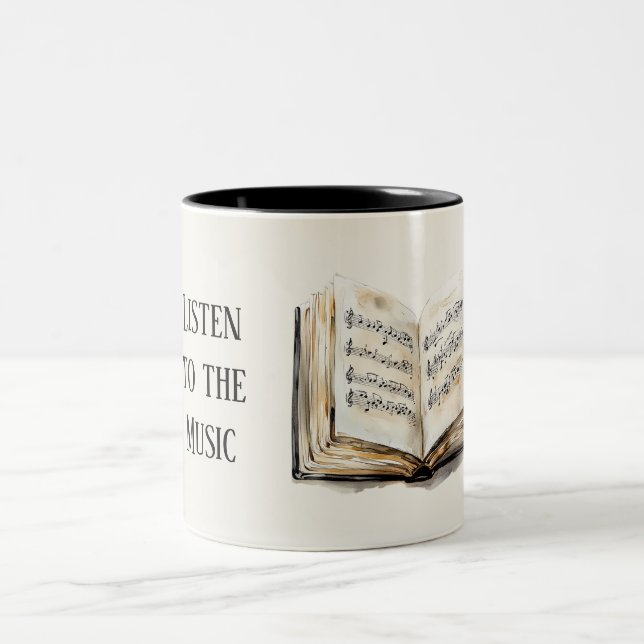 Music Sheets Black Book Two-Tone Coffee Mug (Center)