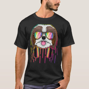 Music Shih Tzu Dj With Headphones Musical Dog T-Shirt