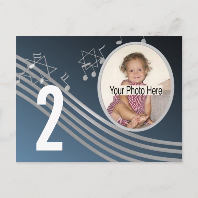 Music Silver BluePhoto Table Number Postcard (Front)