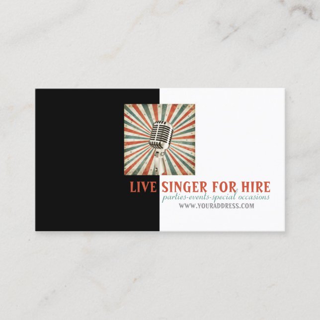 Music Singer Vocalist Hire Microphone Photo Card (Front)