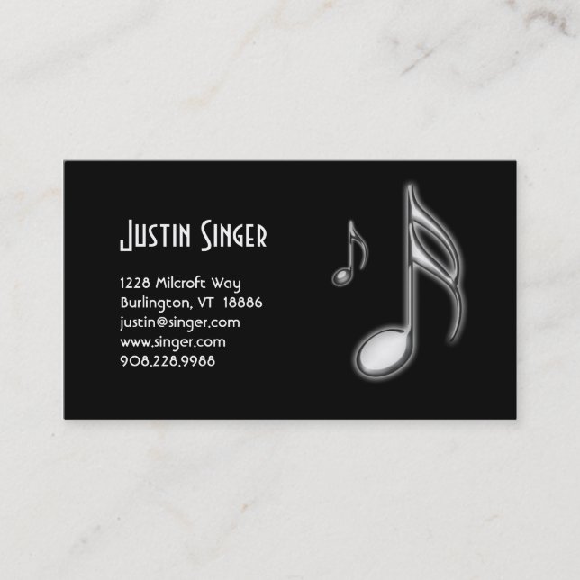 Music Sixteenth & Eight Note Business Card (Front)