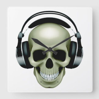 Music (Skull / Headphones) Square Wall Clock