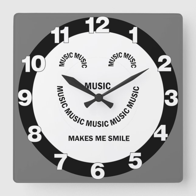 Music Smile Square Wall Clock (Front)
