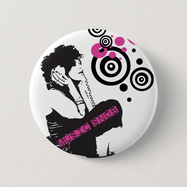 Music Snob 6 Cm Round Badge (Front)