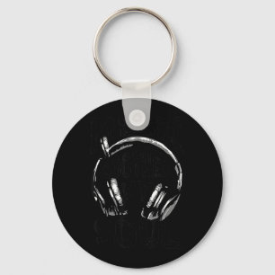 Music Soothes Soul Vintage Headphone Music Lover Key Ring