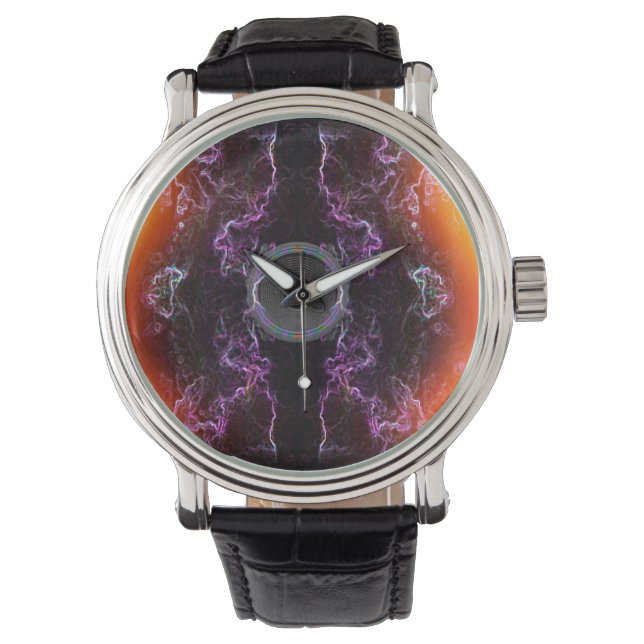 Music speaker and purple neon pattern watch (Front)