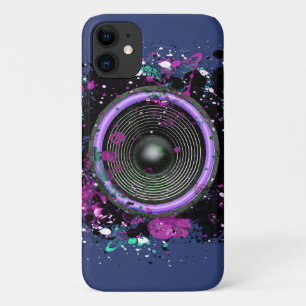 Music speaker and splattered paint iPhone 11 case