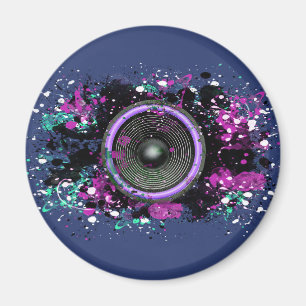 Music speaker and splattered paint magnet