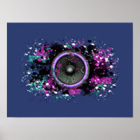 Music speaker and splattered paint