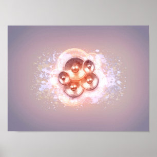 Music speaker and splattered paint poster