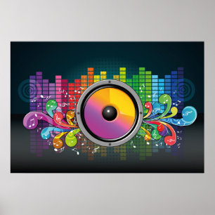 Music speaker colourful artistic illustration poster