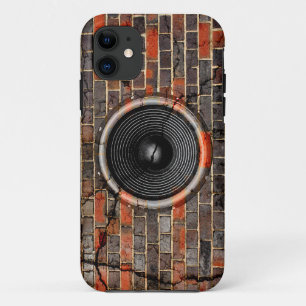 Music speaker on a cracked brick wall iPhone 11 case