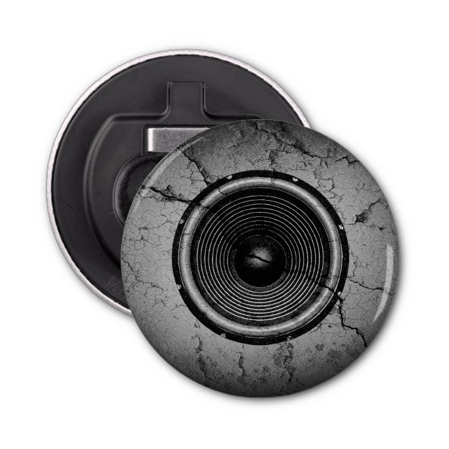 Music speaker on a cracked wall bottle opener (Front)