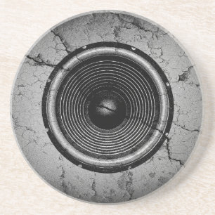 Music speaker on a cracked wall coaster