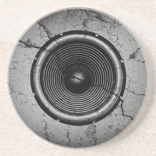 Music speaker on a cracked wall coaster (Front)