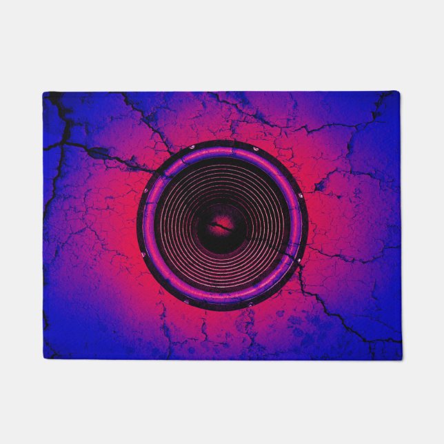Music speaker on a cracked wall doormat (Front)